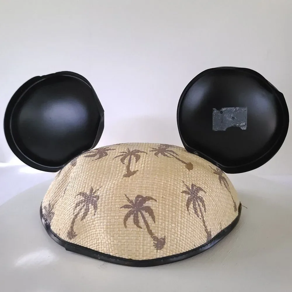Disney Relax In Paradise Mickey Mouse Ear Hat Straw Coconut Palm Trees One Sz